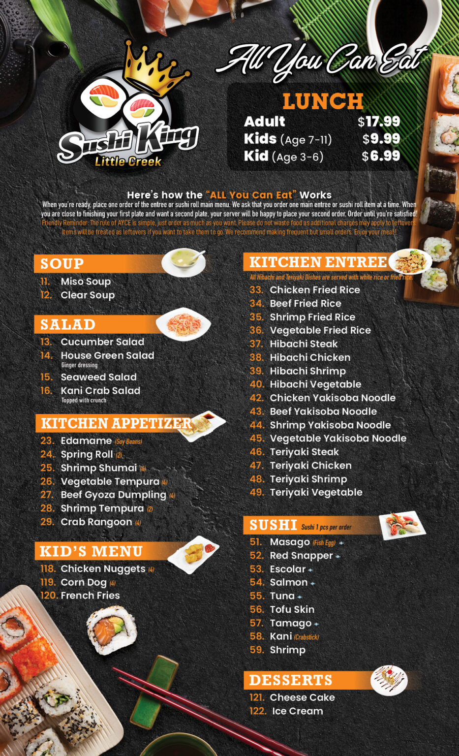 Menu Sushi King