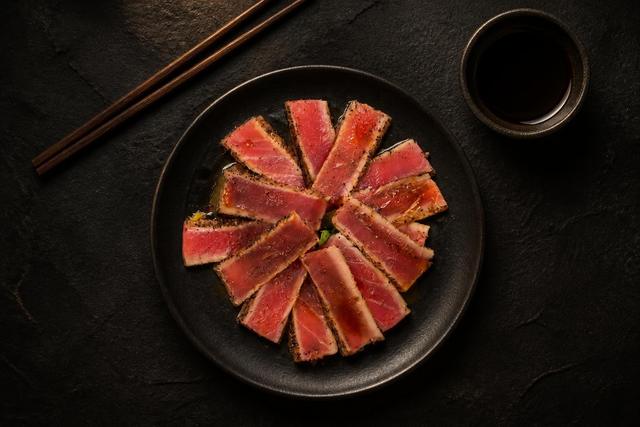 Thin-sliced seared tuna