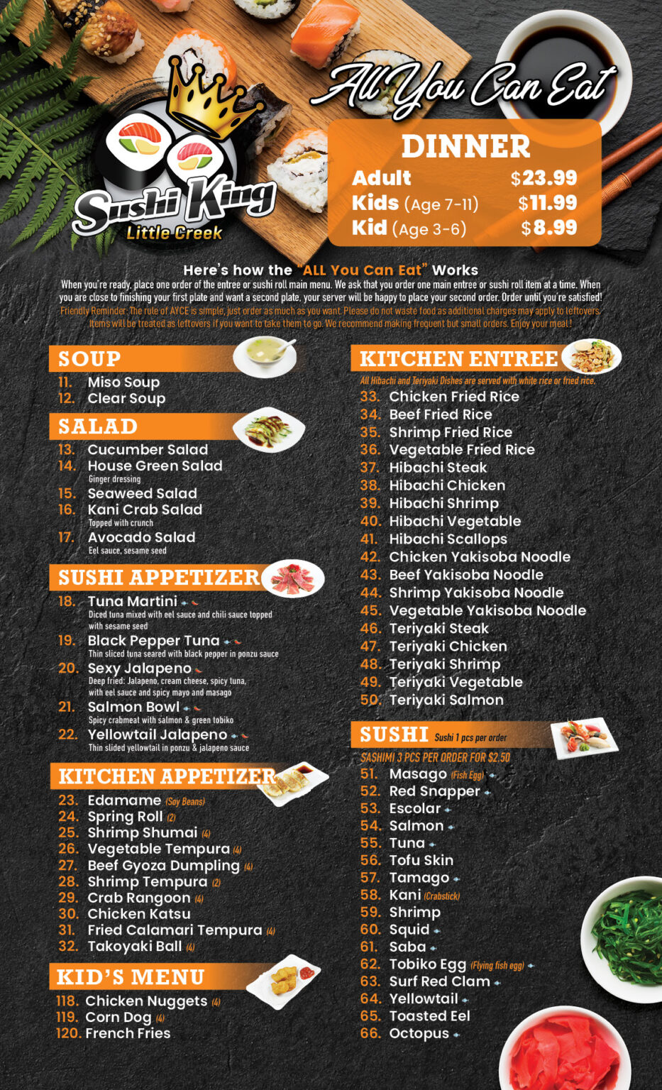 Menu Sushi King